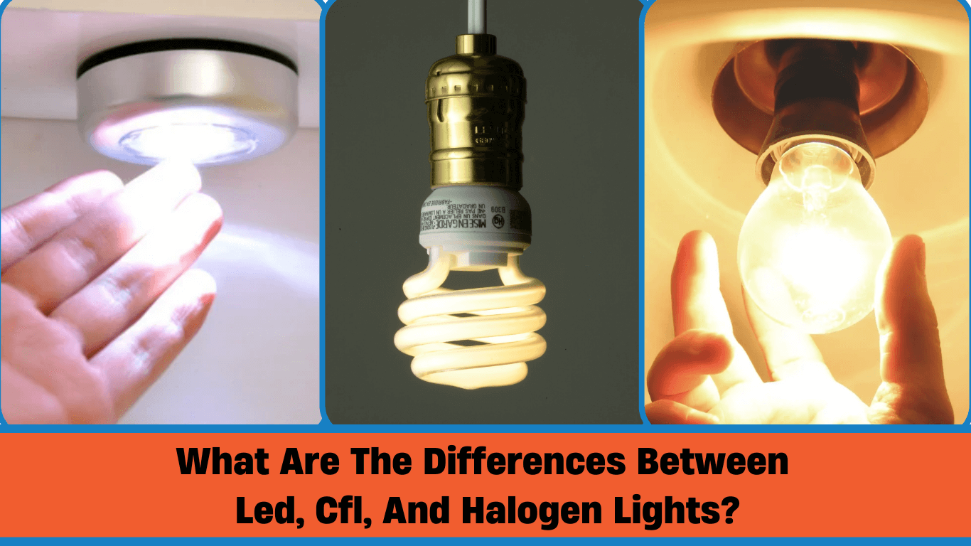What are the differences between LED, CFL, and halogen lights?